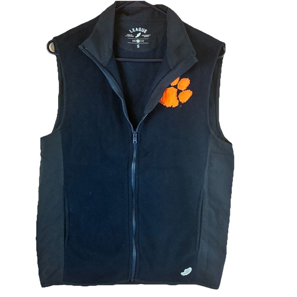 Mens League Repreve Clemson Tigers Navy Blue Fleece Vest Size Small